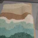 Mid Century Bath Rug,Abstract Boho Leaf Doormat Fluffy Shag Plush Area Rugs,Geometric Minimalist Aesthetic Bathroom Mat Ultra Soft Shaggy Carpet for Kitchen Bathroom Living Room 2436in (2' x 2'11" (Rectangular), Terracotta)