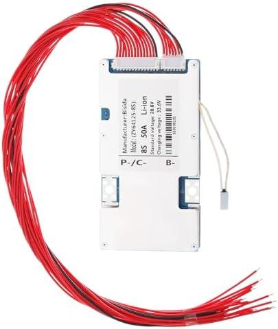 Bisida 8S BMS 28.8V 50A Li-ion PCB Protection Board with Balance Wire and NTC,Ten Functional protections, Common Port, for Solar Energy Storage, Balance Car Lithium-ion Battery Pack (8S 28.8V 50A)