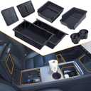 Center Console Organizer Tray 7PCS for Tesla Model Y 2020-2024(Not Fit 2025 New Model Y Juniper) Accessories with Armrest Storage Tray, Hidden Storage Box, Cup Holder Insert, Under Seat Box