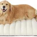Lesure Cute Orthopedic Dog Bed for Extra Large Dogs, Waterproof Chic Flat Pet Mat with Removable Washable Cover, Fuzzy Thick Egg Crate Foam Pet Mattress for Indoor Use (44" x 32", Cream) (44.0"L x 32.0"W x 4.0"Th)