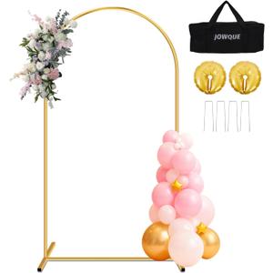 Heavy Duty Metal Arch Backdrop Stand, 7.2FT Stable Gold Arch Stand with Ground Stakes and Water Bags, Balloon Arch Stand for Wedding Party Baby Shower Photo Flower Arch Decoration 