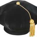 CLERKMANS Doctoral PhD Graduation Velvet Tam with Gold Bullion Tassel, 8 Sided