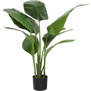 Artificial Bird of Paradise Plant Fake Tropical Palm Tree for Indoor Outdoor, Perfect Faux Plants for Home Garden Office Store Decoration, (H 120cm) (4ft), Green 