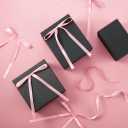 50 Satin Bows for Cake 5x7 inches, Twist Design for Easy Fixation, Suitable for Gift Wrapping, Christmas Trees, DIY Crafts, Party Home Decoration, Fade-Resistant and Reusable. (Pink) (Black)