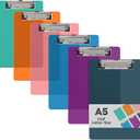6 x 9 Small Clipboard Set of 6, A5 Plastic Mini Colored Clip Boards with Low Profile Clip, Half-Letter Size for Classroom, Teacher, Students, School & Office Supplies (Teal/Purple/Blue/Pink/Orange/Green)