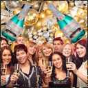 Champagne Bottle Balloons Balloon Garland Arch Kit, Happy New Year Years Decorations 2026, Gold Clear White Balloons for Birthday Bachelorette Bride To Be Bridal Shower Party Decorations