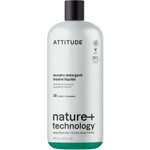 ATTITUDE Laundry Detergent Liquid, Natural Origin Ingredients, EWG Verified, High Efficiency (HE), Infused with Essential Oils, For White and Colored Clothing, Lavender & Rosemary, 38 Loads, 32 Fl Oz