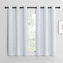 NICETOWN Blackout Curtain Panels for Bedroom, Greyish White, 2 Panels, W34 x L36-inch, Thermal Insulated Grommet Top Blackout Draperies and Drapes for Basement