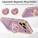 Designed for iPhone 17 Pro Case with Ring Stand, 360 Rotatable Holder Support Magnetic Car Mount Soft TPU Plating with Full-Covered Lens Protection Phone Case for iPhone 17 Pro Purple