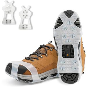 Ice Cleats for Shoes and Boots,10-Spike Stainless Steel Ice Grips,Boot Cleats for Snow and Ice,and for Winter Outdoor Use