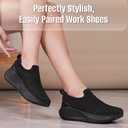 SHULOOK Non Slip Work Shoes for Women Slip Resistant Sneakers Mesh Slip On Food Service Shoes Chef Kitchen Restaurant Lightweight Comfortable Sock Shoes (Black)