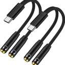 USB C to 3.5mm Headphone Adapter for Pixel 10 9a 9 8 Pro Samsung Galaxy A17 A16 A15 5G A56 S25 Ultra iPhone 17 16e 16 Pro Max 2 in 1 Type C to Aux Audio Female Jack Adapter Dongle Cable for Earphone