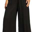 Women's Wide Leg Palazzo Pants 41"-44" Long Flowy High Waisted Chiffon Elegant Dressy Casual Work Trousers