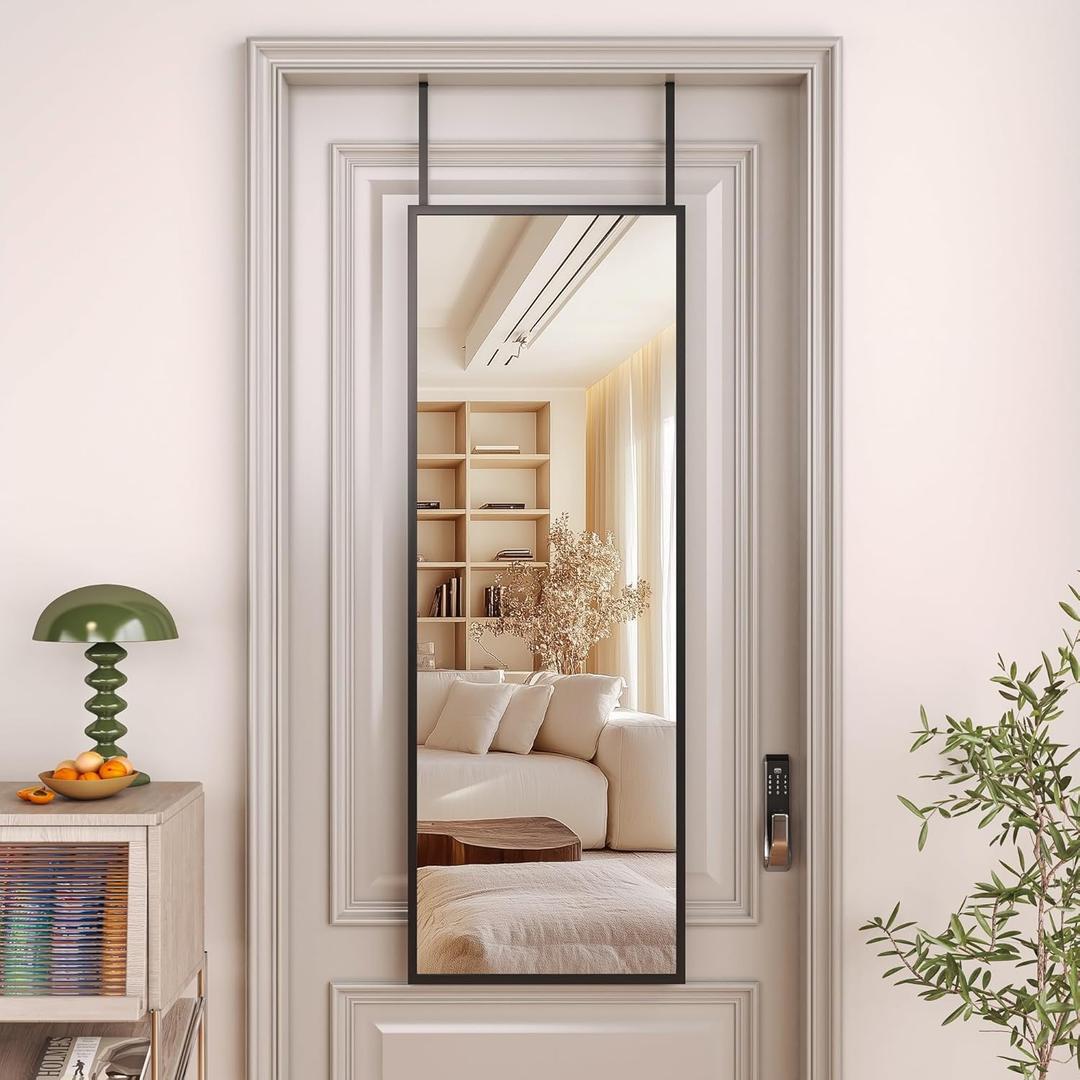 Hasipu Full Length Door Mirror 44"x16" Over The Door Hanging Mirror Large Wall Mounted Mirrors for Bedroom Living Room Bathroom Dorm