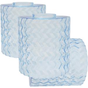 3 Pcs Blue Ripple Fitter Opening Lighting Fixture Replacements, E26 Base 1-5/8 Inch Fitter Glass Shades Cover for Ceiling Fan Wall Light and Pendant Light