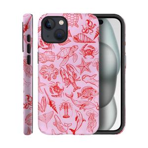 Case for iPhone 16 Pro Max,Frosted Case for Women Girls,Drop Scratch Protective Cover-Sea Life Ocean Shark Marine Pink