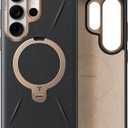 TORRAS Ostand Q3 VegSkin for Samsung Galaxy S26 Ultra Case Leather, 360 Magnetic Stand, Fit for MagSafe, Premium Vegan Leather Case for S26 Ultra Case, Microfiber Lining, Obsidian Black