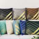 2 x Cyuripu Pack of 2 Velvet Sky Blue Throw Pillow Covers 20x20 Inches with Three-Dimensional Gold Geometric Pattern Soft Decorative Square Cushion Covers for Couch Sofa Bed Living Room Car 50x50 Cm