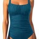 Aqua Eve One Piece Bathing Suit for Women Tummy Control Swimsuit Slimming Vintage Swimwear, Size: M