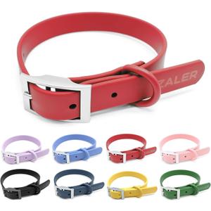 ZALER Waterproof Dog Collar, Adjustable Odor Proof Dog Collars Easy to Clean, Soft Comfortable Pet Collars for Dogs (Strawberry Red, M(Length:11.4''-15.4''; Width:0.75''))