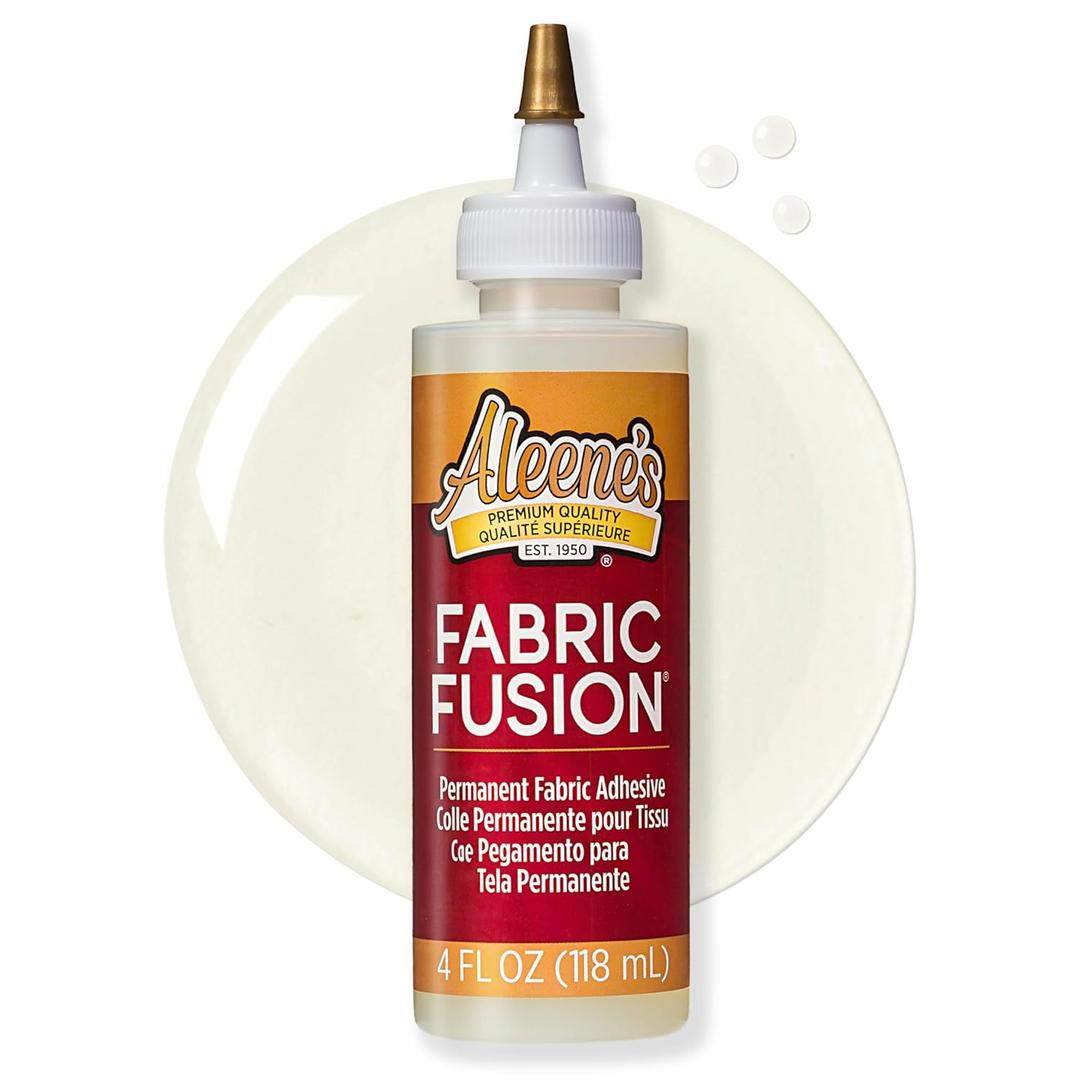 Aleene's Fabric Fusion Glue 4 Oz, Permanent and Washable Adhesive, No-Sew Fabric Glue for Clothing, Denim, Polyester, Cotton, Flannel Materials, Dries Flexible
