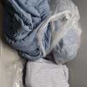 Monbix King Size Comforter Set - 7 Pieces Dusty Blue Prewashed Bed in a Bag King Bedding Sets with Comforters, All Seasons Ultra Soft Comforter Bed Set with Sheets,Pillowcases & Shams