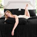 CozyLux Twin Comforter Set with Sheets 5 Pieces, Black Seersucker Textured Bed in a Bag for Bedroom, Luxury Soft Bedding Sets with Down Alternative Comforter, Sheets, Pillowcase & Sham for All Seasons