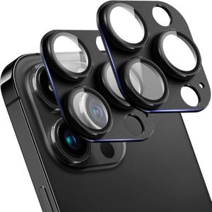 SHANG PIN JIA 2 Pack Camera Lens Protector for iPhone 13 Pro/13 Pro Max,[Not Easy to Breakn ] AR Tempered Glass Strong Adsorption Metal Camera Cover Screen-Black