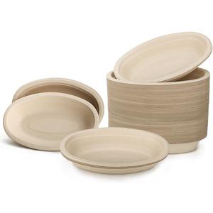 Aksipo 28 OZ 100 Count Paper Bowls, Oval Paper Bowls, Soup Bowl, Meal Prep Containers, Microwave Safe, Compostable, Large Disposable Bowls for Nacho, Burrito, Salad, Baked Potato, Chips and Cheese