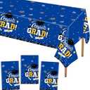 STARSIDE Set of 3 Plastic 2025 Graduation Tablecloth,54"x108" Graduation Party Table Decorations,Congrats Grad Disposable Tablecovers for Congrats Grad Party Supplies (Blue)
