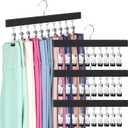Legging Organizer for Closet, Pants Hangers with Clips Holds 20 Leggings, Jeans, Hats, Shorts, Socks, 360 Rotating Space Saving Hanging Clothes Organizer for Closet Organizers and Storage 4Pcs (Black)