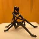 Embracing Couple Iron Sculpture, Romantic Love Metal Decor, Wedding Anniversary Engagement Valentines Day Gift