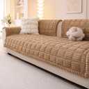 Awjcsv Couch Cover for Dogs Washable, Fuzzy Pet Couch Covers for 3 Cushion Sofa Pet Friendly, Non Slip Sofa Cover (Light Brown, 27.6" X 27.6"/70 X 70cm 2 PCS)
