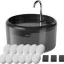 Cat Water Fountain for Cats Inside: Pet Water Fountain - Auto Cat Drinking Fountain - Faucet Pet Water Dispenser with LED Light - Silent Water Bowls for Small Animal - 80oz/2.4L Waterer with 9 filters