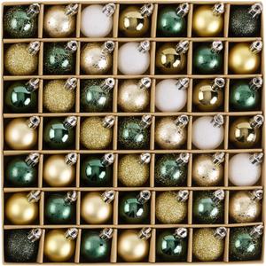 DecorbyHannah St. Patricks Day Christmas Ornaments, 49ct 1.18inches Emerald Green Gold Mini Tree Ornaments, Shatterproof Plastic Ball Set for St. Patrick's Day, Spring Irish Holiday Decor