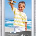 Icona Bay 4x6 Silver Picture Frame Beautifully Detailed Molding, Contemporary Picture Frame Set, Wall Mount or Table Top, Inspirations Collection (4x6, Silver)