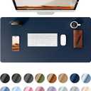 YSAGi Leather Desk Protector, Office Mat, Large Mouse Mat, Non-Slip PU Leather Blotter, Laptop Pad, Waterproof Writing Pad for Office and Home (Dark Blue, 31.5" x 15.8")