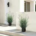 2-Pack Fake Lavender Faux Plastic Plants Synthetic Pampas Grass Indoor Outdoor Realistic Floor Plants Lifelike Artificial Tall Grass Plant for Home Office Wedding Patio Decor Housewarming Gift, Artificial Feather Grass,3.2 FT