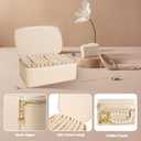 Travel Jewelry Case, Small Travel Jewelry Box with 12 Velvet Jewelry Bag Mini Pouch, Portable Travel Jewelry Organizer for Rings Earrings Necklaces (Beige 12 Pcs)