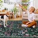 8x10 Area Rugs for Living Room: Floral Washable Rug Vintage Large Soft Boho Non-Slip Carpet Indoor Floor Stain Resistant Carpets for Bedroom Dining Room Farmhouse Nursery Home Office Dark Green
