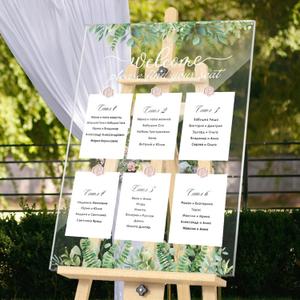 Wedding Seating Chart Board Display 24x18 Welcome Please Find Your Seat Acrylic Table Seating Chart Board for Wedding Reception Display(Eucalyptus)