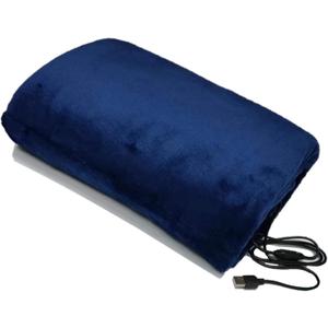 USB Heated Blanket, Heating Lap Blanket Throw, Wearable Soft Outdoor Cozy Travel Throw for Stadiums, Picnics, Travel, Camping, Hiking, and Wheelchair Use, Dark Blue