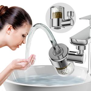 FF201 Bathroom Sink Faucet Water Filter, 720 Rotating Filtration with 2-Mode Spray, Reduces Chlorine, Hard Water Softener for Sensitive Skin Care, Improves Hair Condition