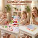 Ehome 2-in-1 Foldable Ice Cream Toy for Kids Pretend Play Food Set with Storage Display, Ice Cream Play Set for Toddlers, Birthday Gifts for Girls Boys Ages 3 4 5 6