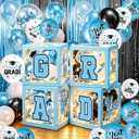 Light Blue Graduation Balloon Boxes 2026 with Led Light Graduation Decorations Class of 2026 Congrats Party Decorations 2026 Congrats Party Supplies