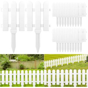 ELECLAND 22 Pieces Garden Fence with 22 Pieces Fence Insert White Plastic Fence Garden Picket Fence Edgings Lawn Flowerbeds Plant Borders Decorative Garden Yard