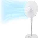 Comfort Zone 18-Inch Oscillating Pedestal Fan with Remote Control, 3-Speed Standing Fan with Adjustable Height (4552), Tilt, 4-Hour Timer & Auto Shutoff Quiet Bedroom Fan, White