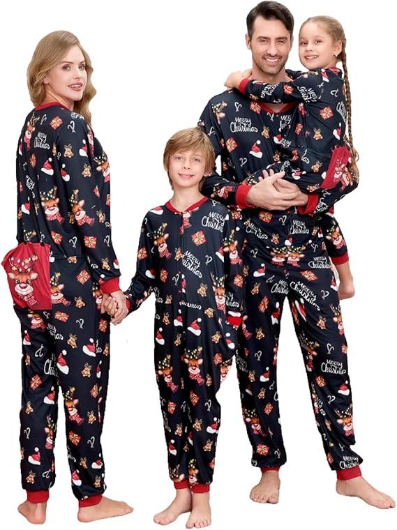 Matching Family Christmas Onesie Pajamas, Buffalo Plaid One-Piece Sleepwear Holiday Loungewear w Zipper,14T