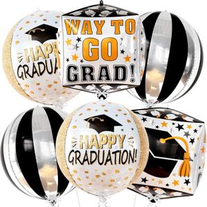 Graduation Decorations 2026 | XtraLarge Happy Graduation Balloons - Pack of 6, 22 Inch | Congrats Grad Balloon, Grad Party Decorations, Class of 2026, Graduation Foil Balloons, KatchOn