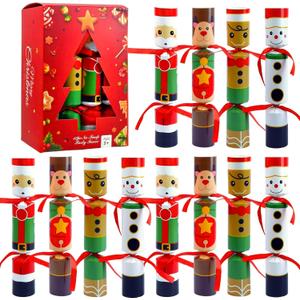 12 Pack Christmas Party Favors, No Snap Holiday Party Table Favors with Paper Crown, Joker and Gift Inside for Kids and Adults, Xmas Christmas Holiday Dinner Traditions Supplies